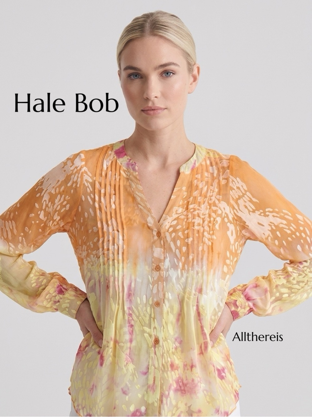 Hale Bob Silk burnout blouse XS 🧡💛💕